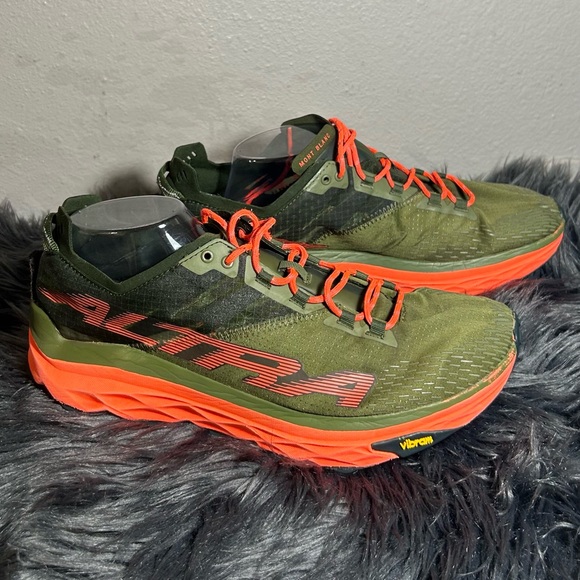 Altra Mont Blanc Men\'s Olive Green Trail Shoe Bright Orange Sneakers Size 12 main image 7